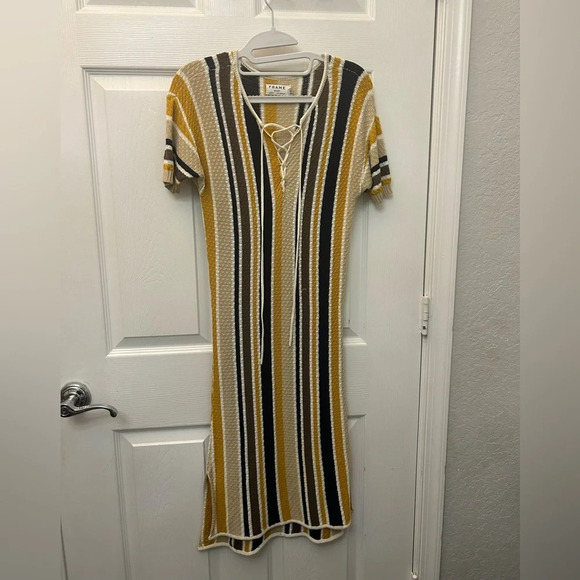 ! FRAME Denim Bold Vertical Striped knit Sweater dress S - Picture 2 of 5